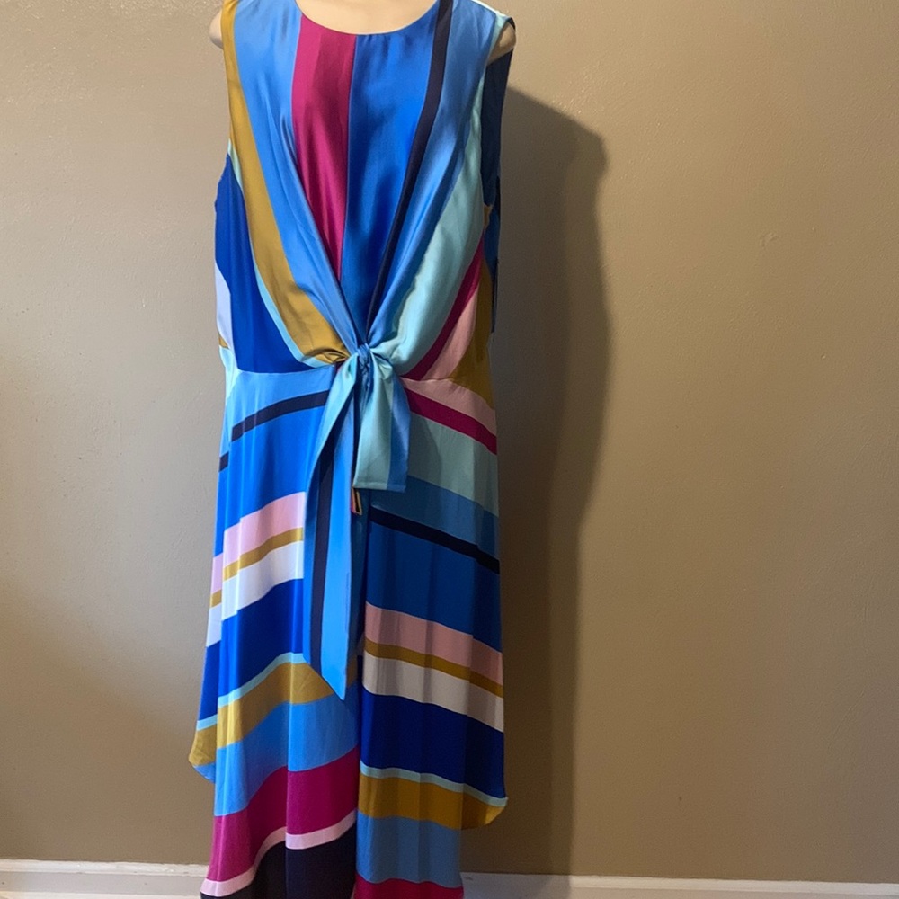 Maggy London 18W multicolored dress belt tie asymmetrical
